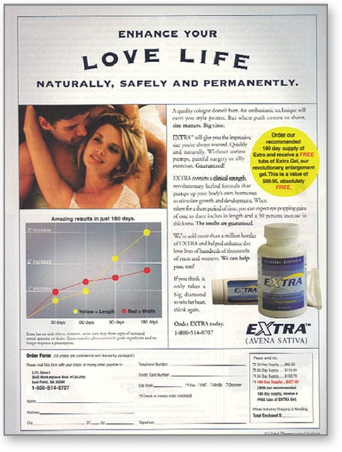 Extra Male Enhancement Scam Advertisment