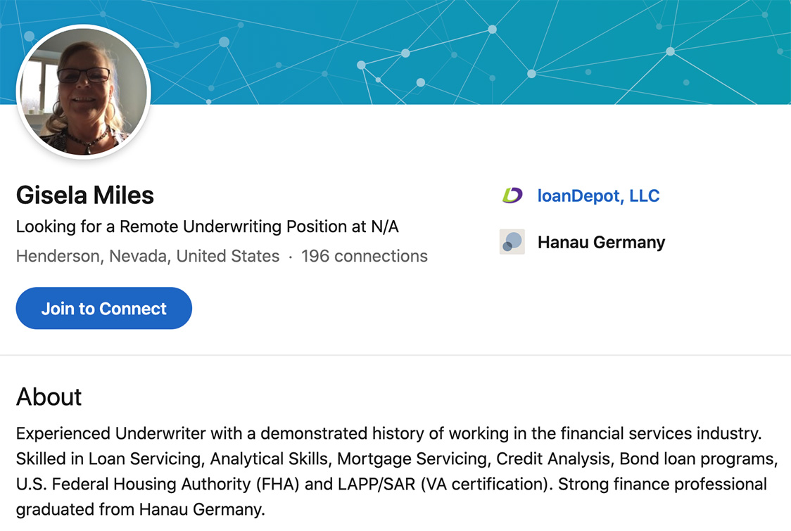 Gisela Miles' LinkedIn profile